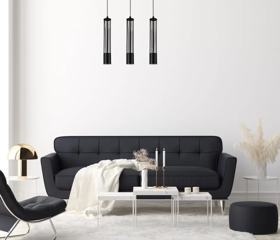 Hängelampen|Bürolampen*Belis Dekorative Pendelleuchte Metall GU10 55 cm lang Schwarz