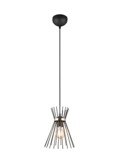 Trio Reality Dekorative Pendelleuchte Schwarz Gold E27 Ø20 cm rund< Hängelampen|Wohnzimmerlampen