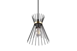 Trio Reality Dekorative Pendelleuchte Schwarz Gold E27 Ø20 cm rund< Hängelampen|Wohnzimmerlampen