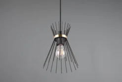 Trio Reality Dekorative Pendelleuchte Schwarz Gold E27 Ø20 cm rund< Hängelampen|Wohnzimmerlampen