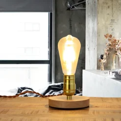 Holzlampen|Industrie Lampen*Easylight Dekorative Tischlampe EDISON Industrial Design rund