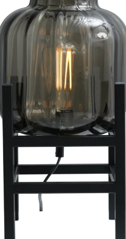 Masterlight Dekorative Tischleuchte Glas Metall Schwarz 34 cm E27< Glaslampen|Wohnzimmerlampen