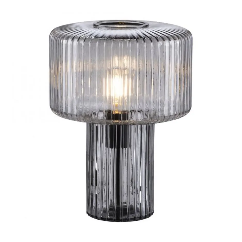 Paul Neuhaus Dekorative Tischleuchte Rauchglas E27 35 cm Pilz Retro< Wohnzimmerlampen|Schlafzimmer Lampen