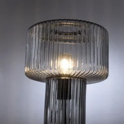 Paul Neuhaus Dekorative Tischleuchte Rauchglas E27 35 cm Pilz Retro< Wohnzimmerlampen|Schlafzimmer Lampen