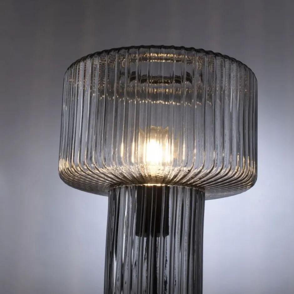 Paul Neuhaus Dekorative Tischleuchte Rauchglas E27 35 cm Pilz Retro< Wohnzimmerlampen|Schlafzimmer Lampen