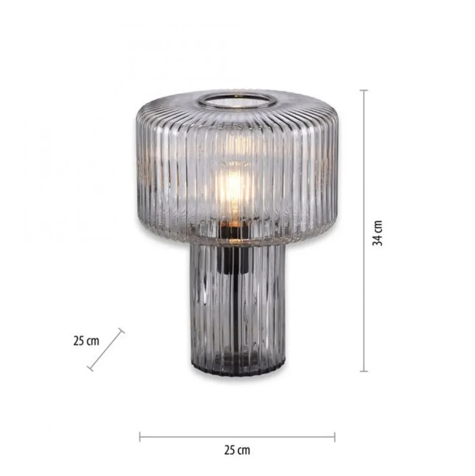 Paul Neuhaus Dekorative Tischleuchte Rauchglas E27 35 cm Pilz Retro< Wohnzimmerlampen|Schlafzimmer Lampen