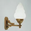 Wohnzimmerlampen|Metall Lampen*Berliner Messingleuchten Dekorative Wandlampe Echt-Messing Glas E27 Jugendstil