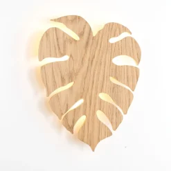 Wandleuchten|Flurlampen*TK Lighting Dekorative Wandlampe Holz Blatt indirektes Licht H: 40 3x G9