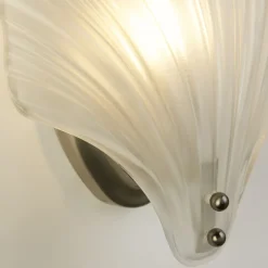 Wandleuchten|Badezimmer Lampe*Searchlight Dekorative Wandlampe Metall Glas T:11 cm IP44 in Silber