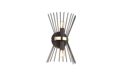 Trio Reality Dekorative Wandleuchte Schwarz Gold E27 H:31 cm 2-flmg< Flurlampen|Wohnzimmerlampen