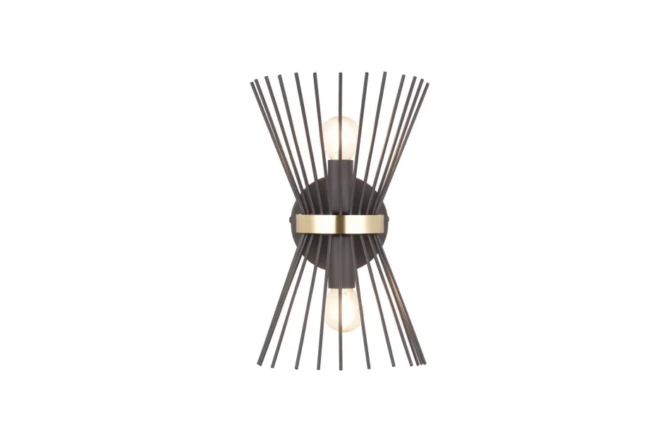 Trio Reality Dekorative Wandleuchte Schwarz Gold E27 H:31 cm 2-flmg< Flurlampen|Wohnzimmerlampen