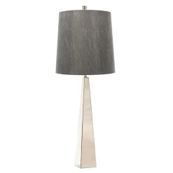 Elstead Design Bodenlampe Metall Stoff in Nickel Dunkelgrau< Stofflampen|Designerlampen