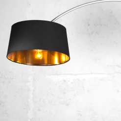 Invicta Interior Design Bogenlampe BANGO 195 cm Schwarz Wohnzimmer< Stofflampen|Designerlampen