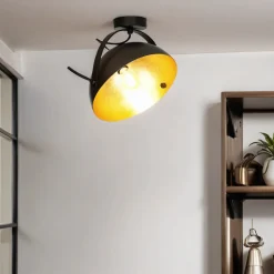 Masterlight Design Deckenlampe Grau Metall Gold Ø30cm LARINO< Deckenleuchten|Bürolampen