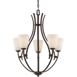 Elstead Design Kronleuchter Esstisch mit Glas Schirm GENTLE< Rustikale Lampen|Designerlampen