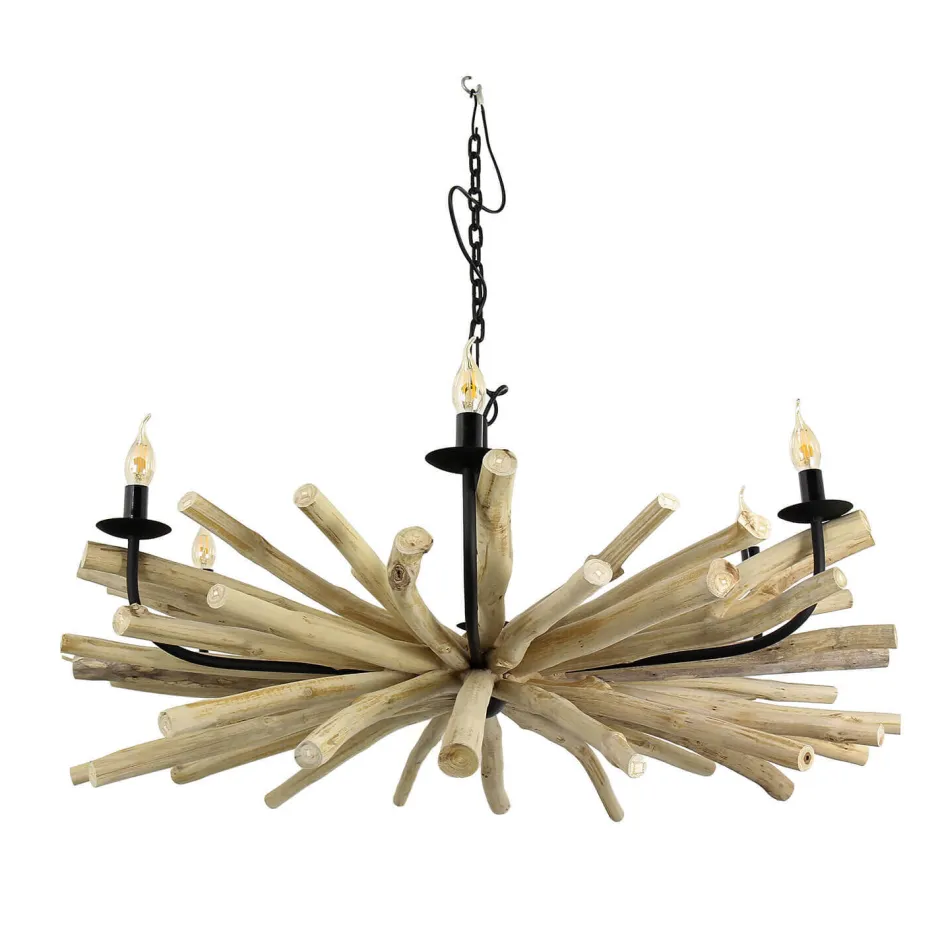 Hängelampen|Moderne Lampen*Suna Living Design Kronleuchter Treibholz Metall Handarbeit BANGKOK