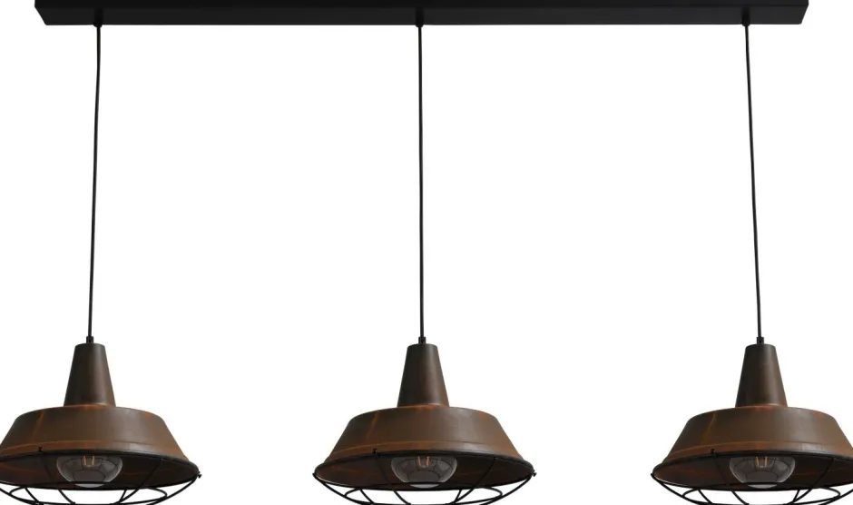 Hängelampen|Industrie Lampen*Masterlight Design Pendelleuchte Braun Antik Ø35cm 3xE27 PRATO