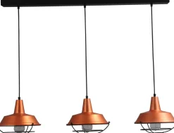 Industrie Lampen|Vintage Lampen*Masterlight Design Pendelleuchte Kupfer Ø25cm 3xE27 Ziergitter