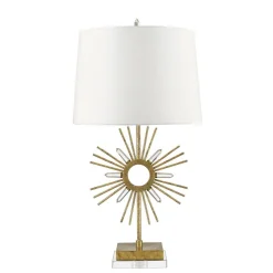 Tischlampen|Schlafzimmer Lampen*Elstead Design Tischleuchte in Gold Weiß dekorativ 78 cm