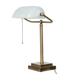 Giovanni Battista Designer Bankerleuchte in Bronze hell Weiß Echt-Messing< Glaslampen|Metall Lampen