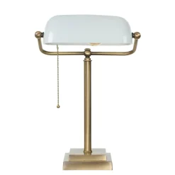 Giovanni Battista Designer Bankerleuchte in Bronze hell Weiß Echt-Messing< Glaslampen|Metall Lampen