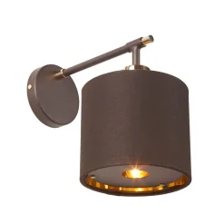 Wandleuchten|Stofflampen*Elstead Designer Wandlampe Braun Gold Stoff wohnlich CIRCULAR
