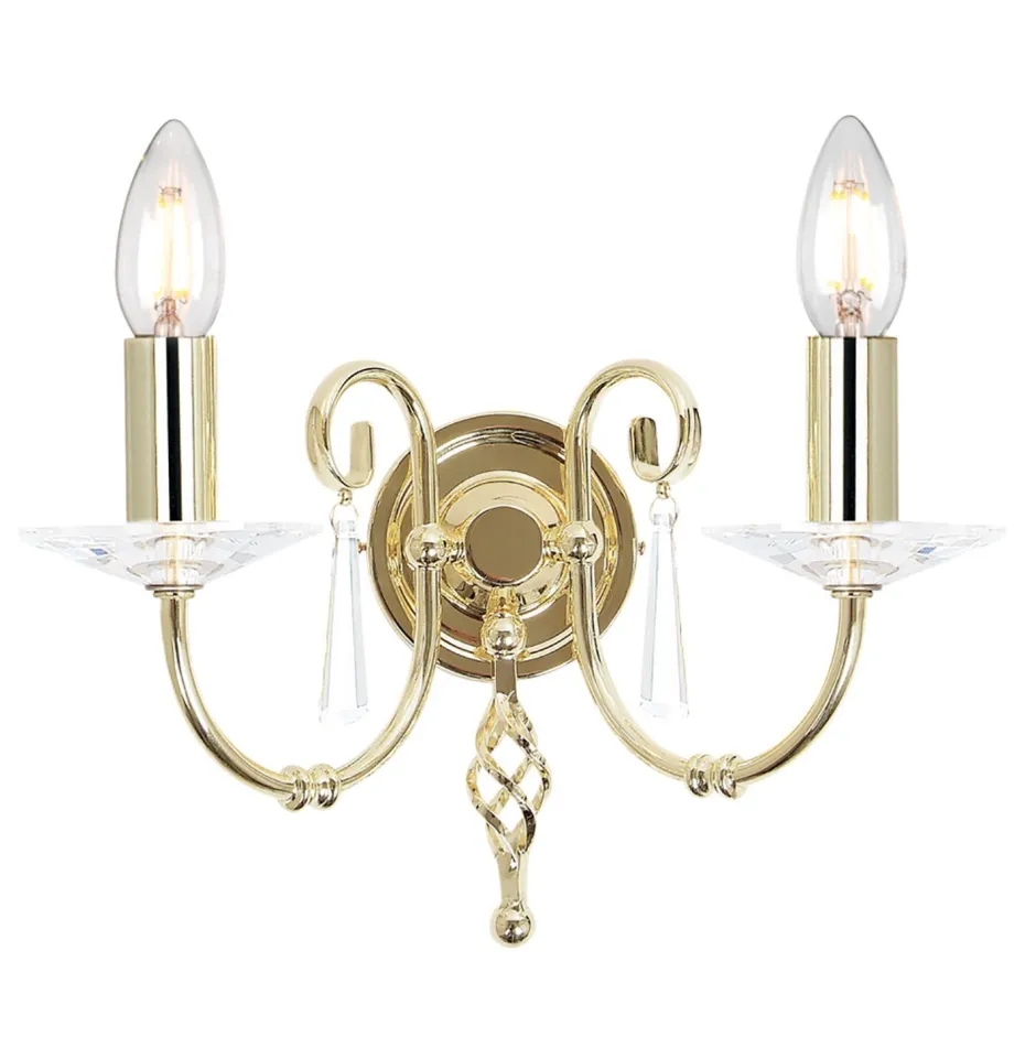 Elstead Designer Wandlampe CANDELA in Messing mit Kristall< Kristalllampen|Designerlampen