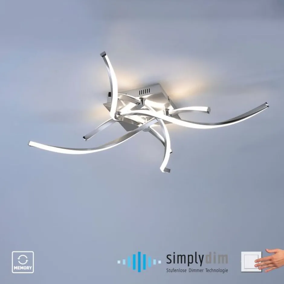 Paul Neuhaus Dimmbare LED Deckenlampe in Stahl L:78 cm 27 W 2400 lm< Deckenleuchten|Flurlampen
