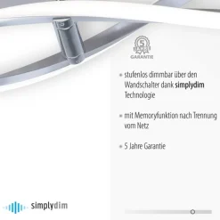 Deckenleuchten|Flurlampen*Paul Neuhaus Dimmbare LED Deckenlampe in Stahl 110 cm 3000 K Wellen