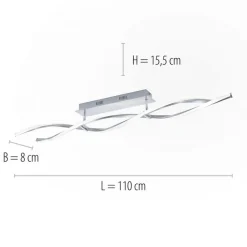 Deckenleuchten|Flurlampen*Paul Neuhaus Dimmbare LED Deckenlampe in Stahl 110 cm 3000 K Wellen