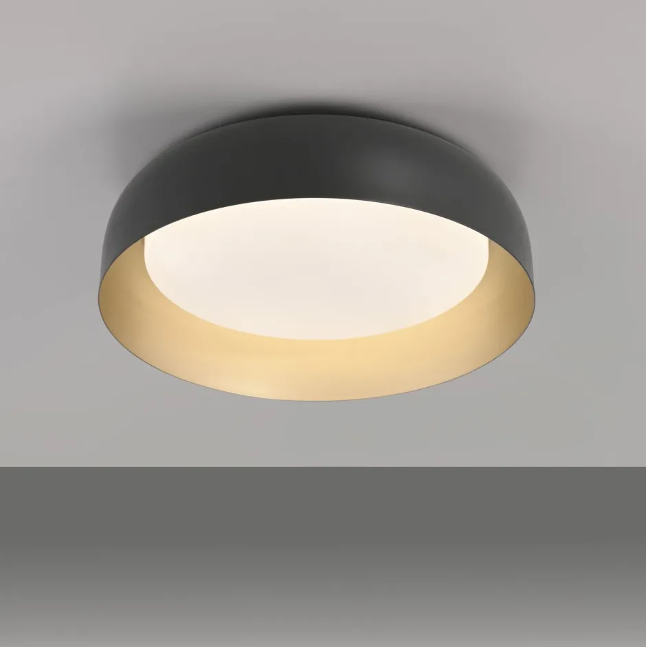 Just Light Dimmbare LED Deckenlampe Schwarz Gold Ø40 cm 2850 lm< Deckenleuchten|Flurlampen