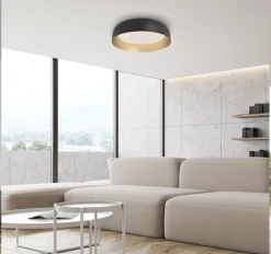 Just Light Dimmbare LED Deckenlampe Schwarz Gold Ø40 cm 2850 lm< Deckenleuchten|Flurlampen