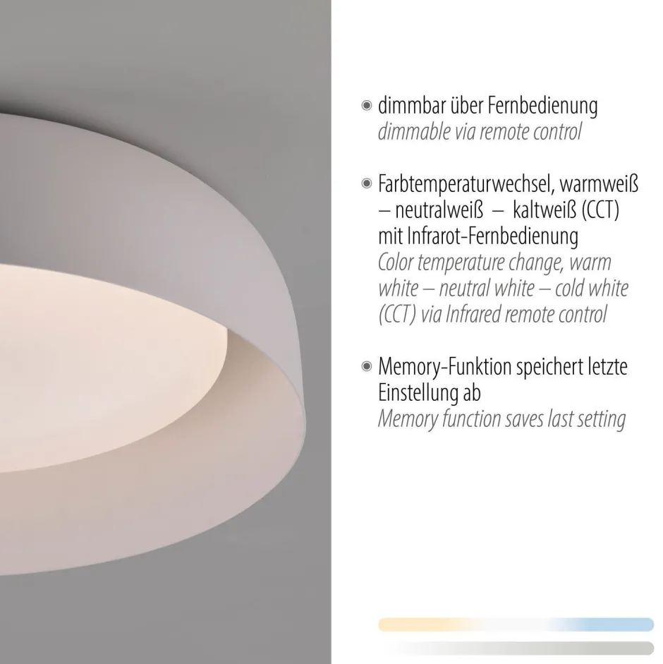 Deckenleuchten|Flurlampen*Just Light Dimmbare LED Deckenlampe Weiß Metall Ø40 cm 2700-5000 K