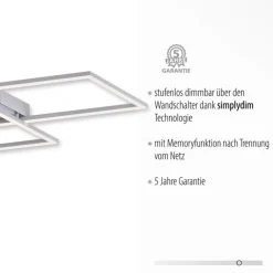 Deckenleuchten|Flurlampen*Paul Neuhaus Dimmbare LED Deckenlampe L:83 cm Memory 30 W in Stahl