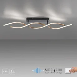 Paul Neuhaus Dimmbare LED Deckenlampe Schwarz Messing 106 cm 3000 K< Deckenleuchten|Flurlampen