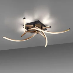 Deckenleuchten|Flurlampen*Paul Neuhaus Dimmbare LED Deckenlampe Schwarz Gold L:78 cm 4220 lm