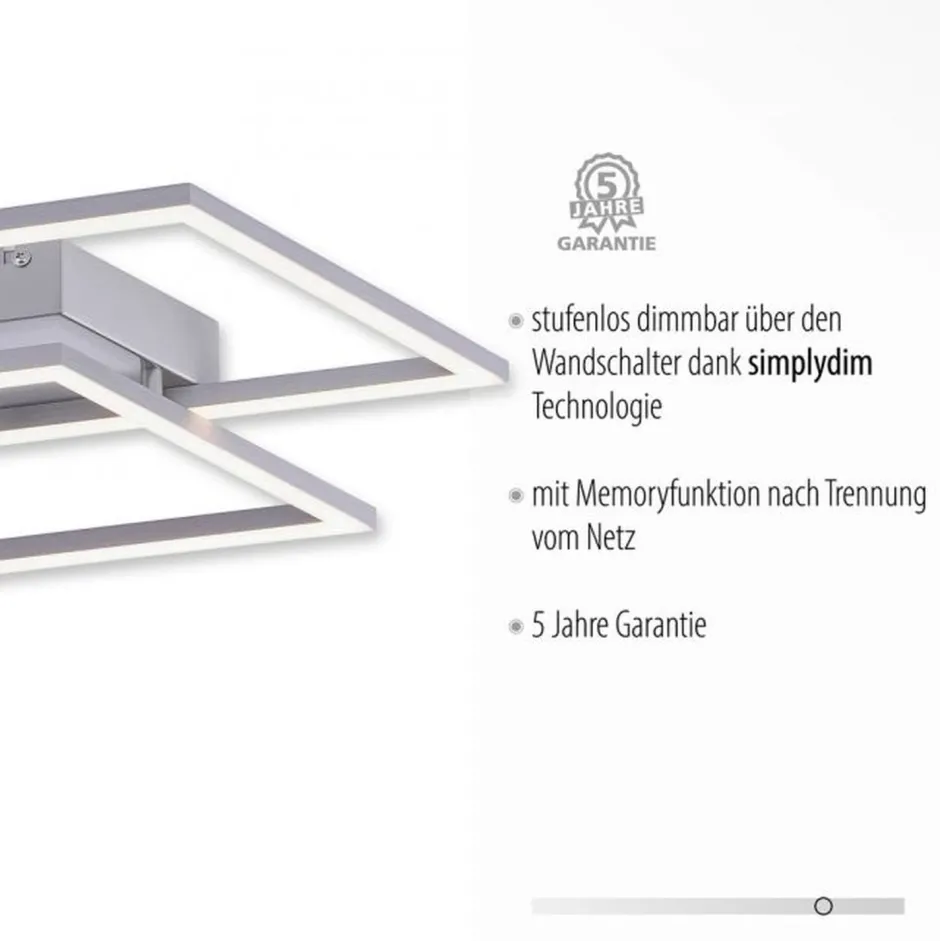 Deckenleuchten|Flurlampen*Paul Neuhaus Dimmbare LED Deckenlampe L:53 cm Memory 24 W in Stahl