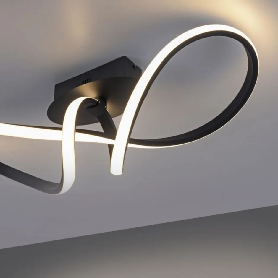 Just Light Dimmbare LED Deckenlampe Metall Schwarz 3000 K warmweiß< Deckenleuchten|Flurlampen