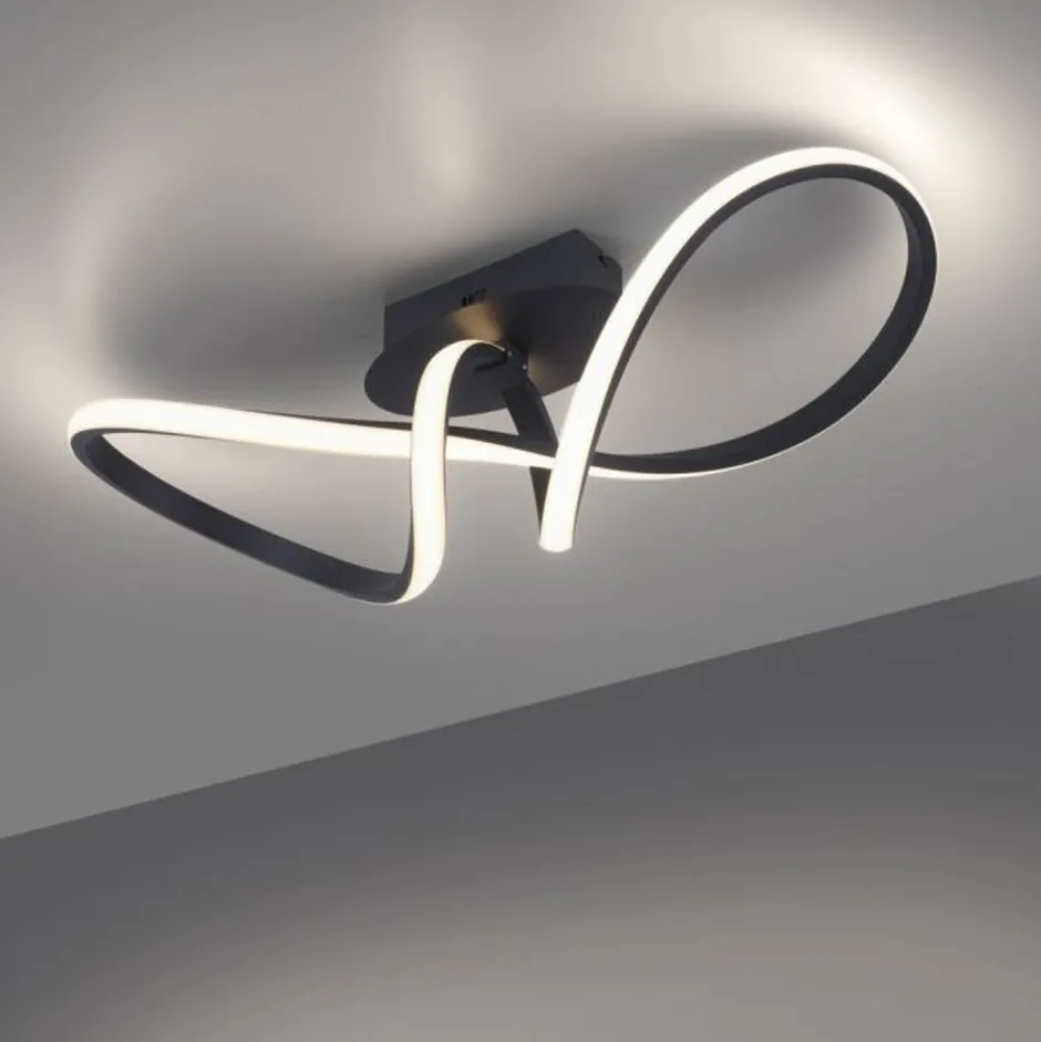 Just Light Dimmbare LED Deckenlampe Metall Schwarz 3000 K warmweiß< Deckenleuchten|Flurlampen