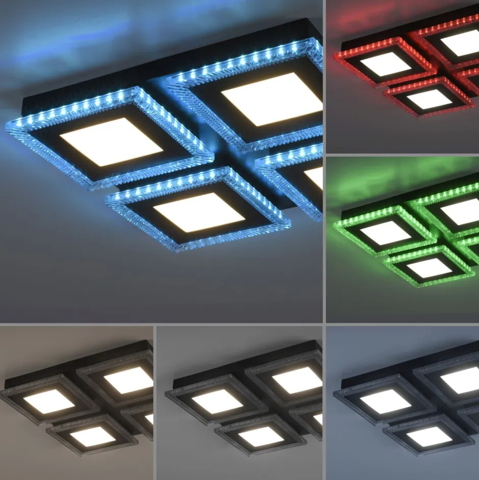 Flurlampen|Bürolampen*Just Light Dimmbare LED Deckenleuchte RBG Licht 17 W Fernbedienung