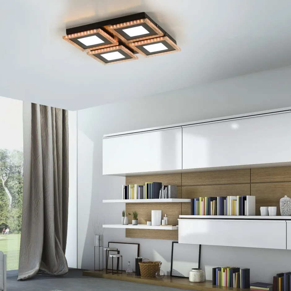 Flurlampen|Bürolampen*Just Light Dimmbare LED Deckenleuchte RBG Licht 17 W Fernbedienung