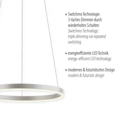 Hängelampen|Bürolampen*Just Light Dimmbare LED Hängelampe Aluminium Metall Ø39,3 cm 20 W