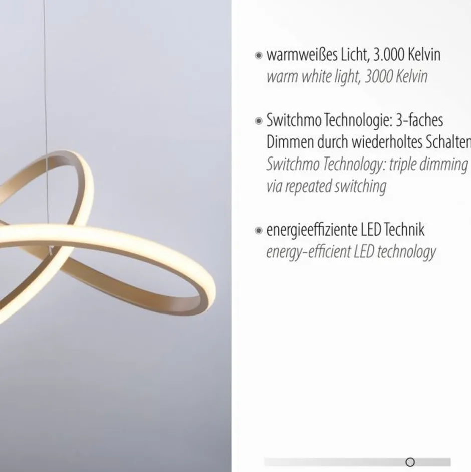 Just Light Dimmbare LED Hängeleuchte in Messing 3000 K L:57 cm< Hängelampen|Bürolampen