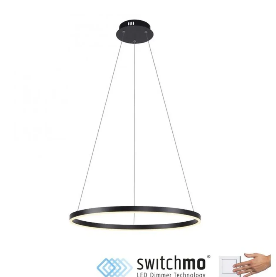Hängelampen|Bürolampen*Just Light Dimmbare LED Pendelleuchte Schwarz Ø58,5 cm 3000 K 28 W