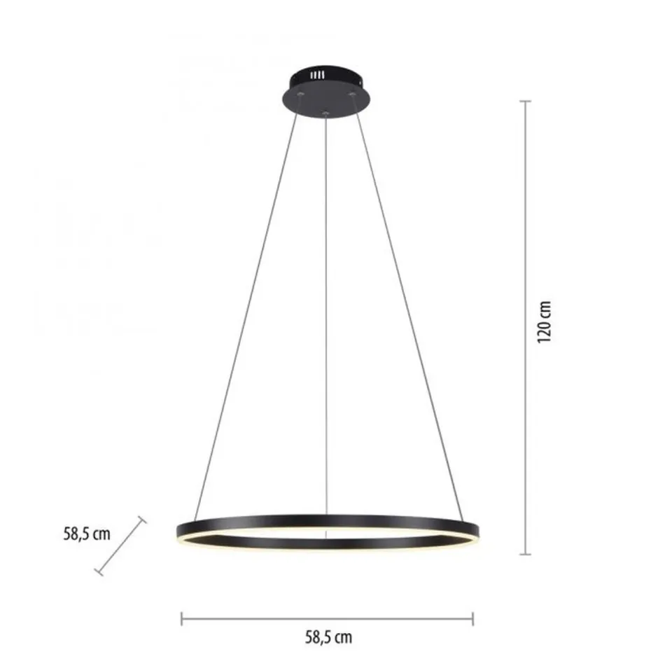 Hängelampen|Bürolampen*Just Light Dimmbare LED Pendelleuchte Schwarz Ø58,5 cm 3000 K 28 W