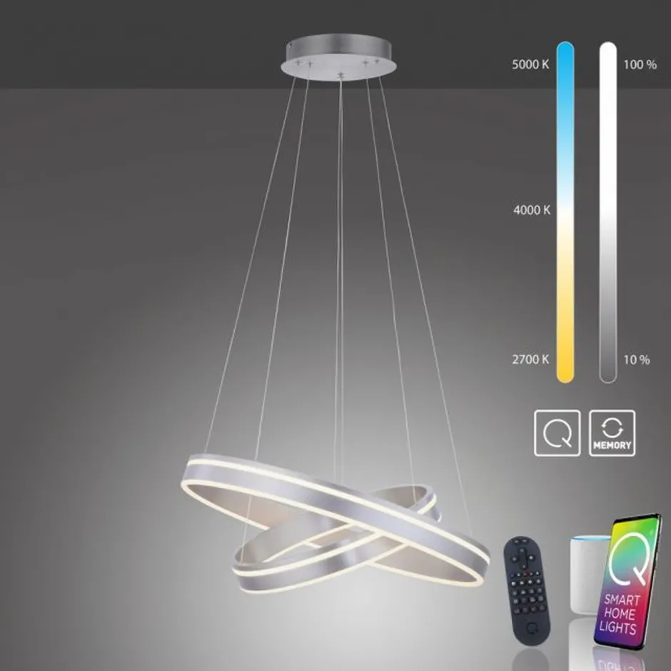 Paul Neuhaus Dimmbare LED Pendelleuchte Ø59 cm rund 7300 lm in Stahl< Hängelampen|Bürolampen