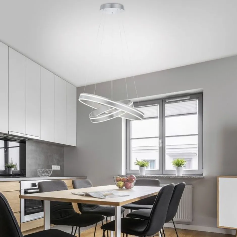 Paul Neuhaus Dimmbare LED Pendelleuchte Ø59 cm rund 7300 lm in Stahl< Hängelampen|Bürolampen