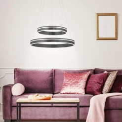 Hängelampen|Bürolampen*Paul Neuhaus Dimmbare LED Pendelleuchte Ø59 cm 7300 lm Anthrazit