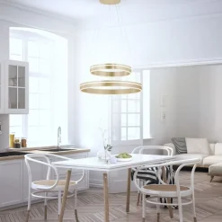 Hängelampen|Wohnzimmerlampen*Paul Neuhaus Dimmbare LED Pendelleuchte Ø59 cm rund 56 W in Messing