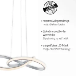 Hängelampen|Bürolampen*Just Light Dimmbare LED Pendelleuchte in Aluminium 3000 K L:57 cm